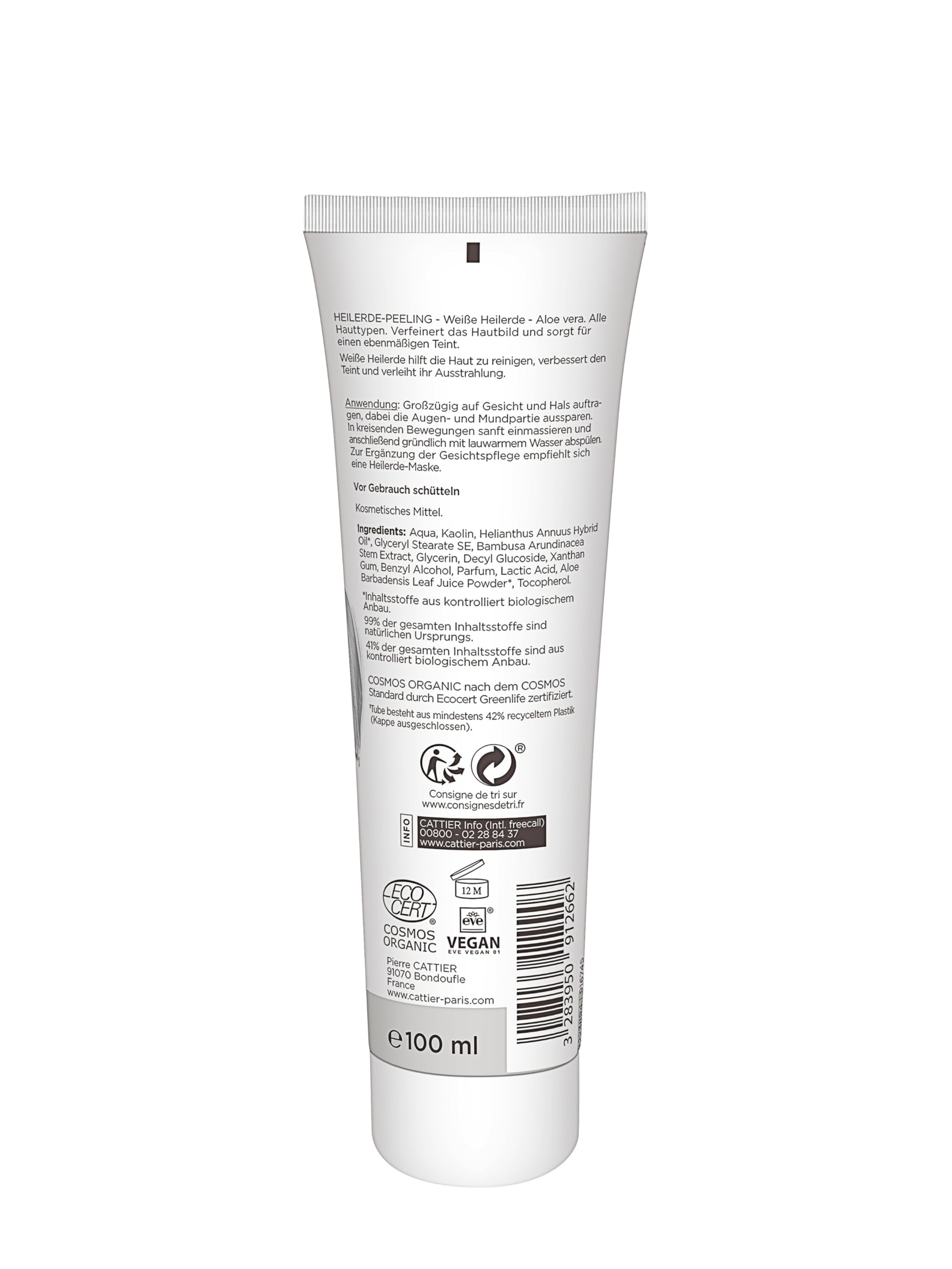 Cattier Organic White Clay Face Scrub With Aloe Vera 100 ml